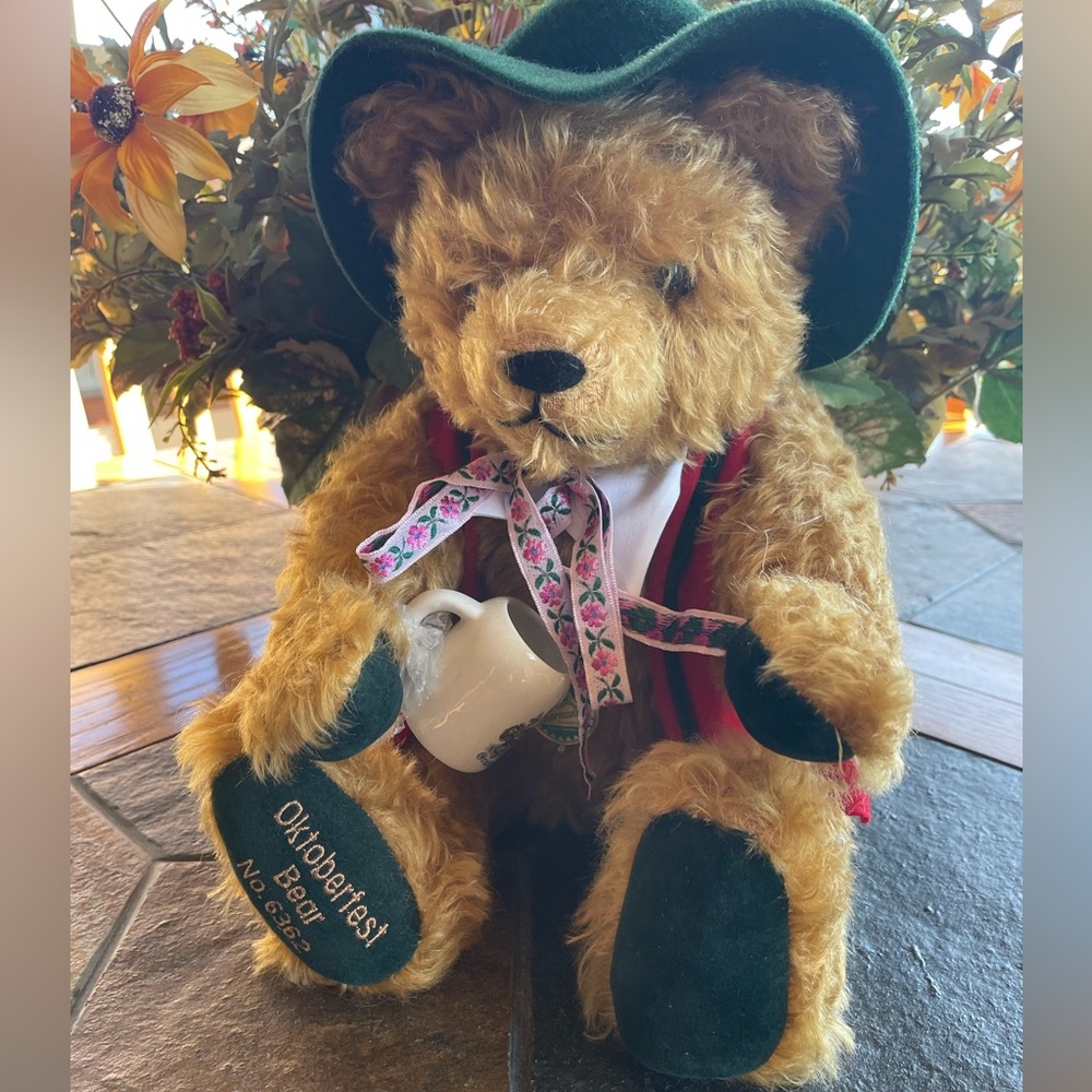 Numbered Herman Oktoberfest musical bear playing Edelweiss 17” tall